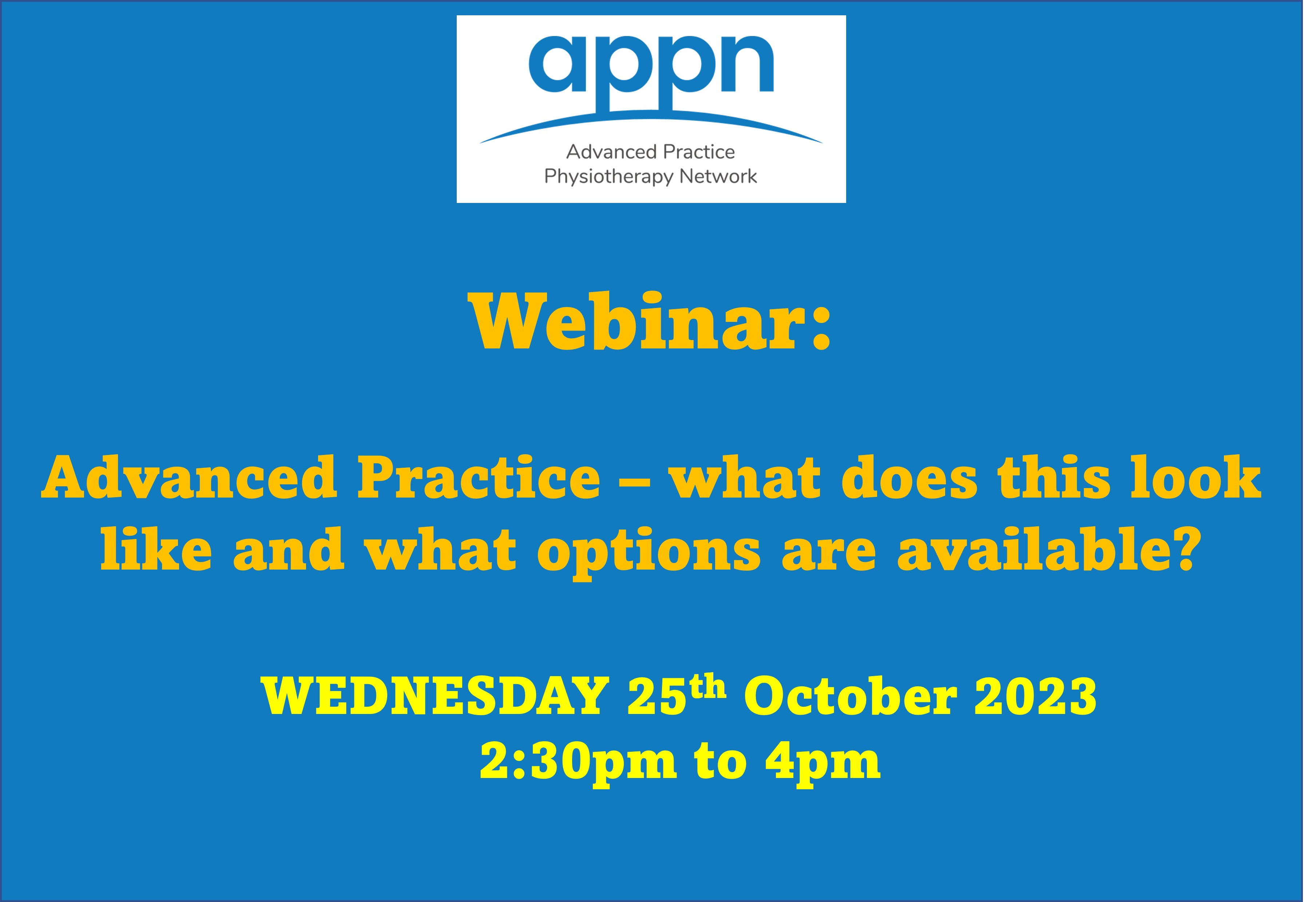 Advanced Practice – what does this look like and what options are available?